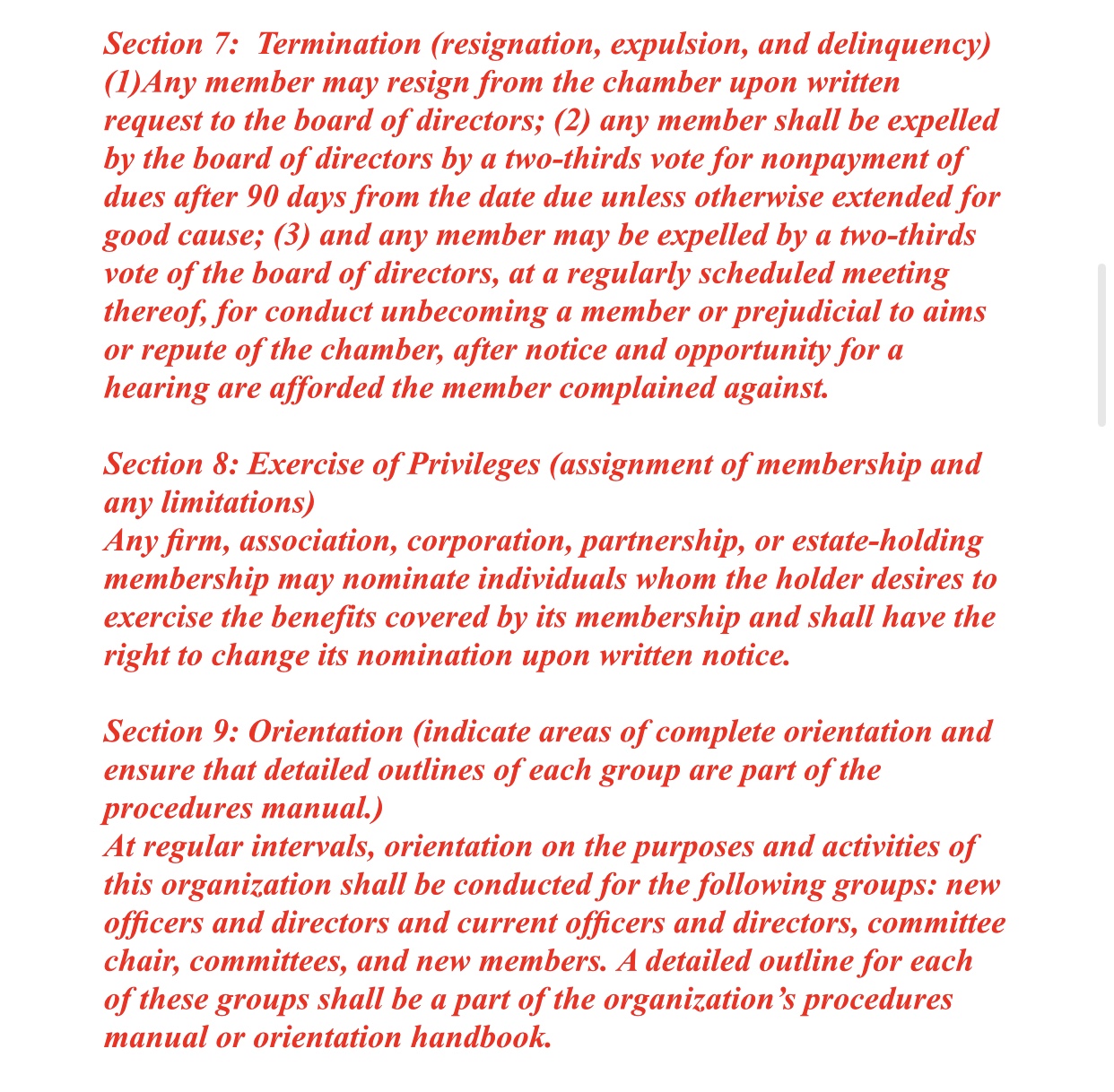 Boonville Chamber Chris Bylaws Section 1 Four