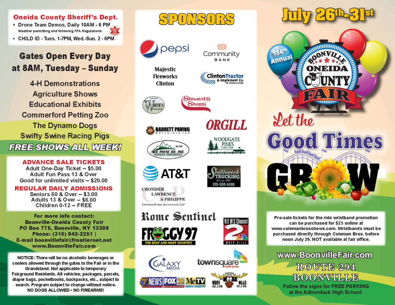 Boonville Oneida County Fair 2022 Schedule 1