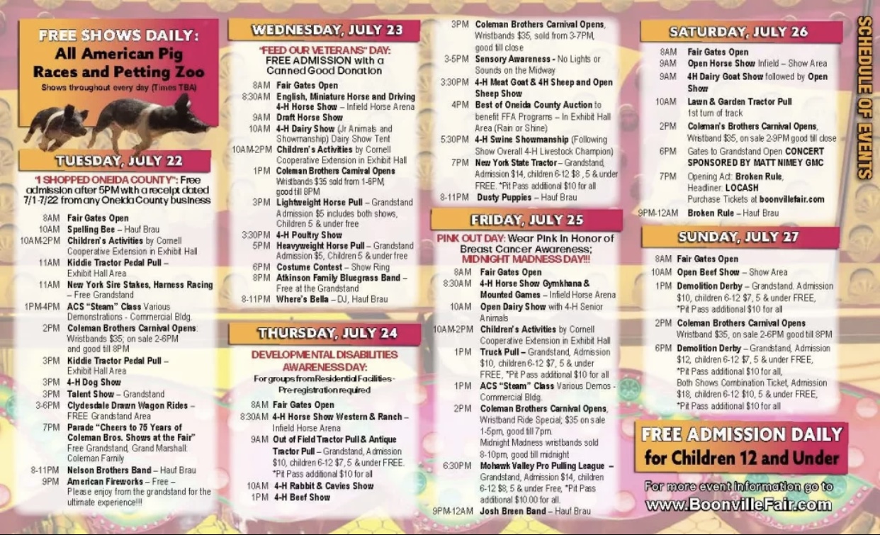 Boonville Oneida County Fair Brochure 2025 1