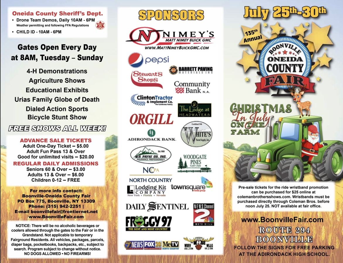 Boonville Oneida County Fair Schedule Brochure 2023 1