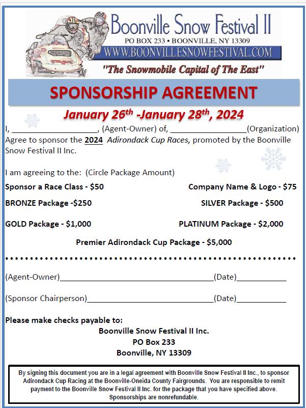 Boonville Snow Fest Sponsorship 2 2024