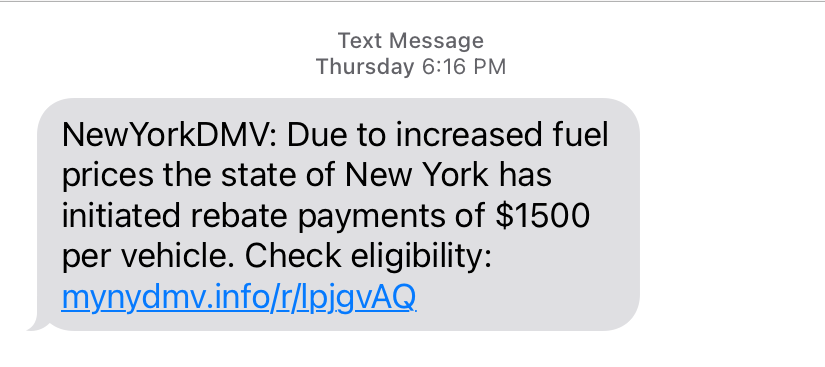 DMV Gas Text Message Scam 2022