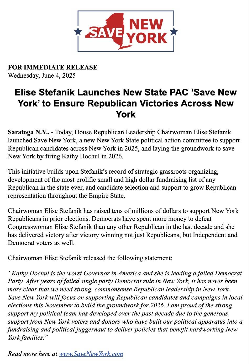 Elise Stefanik Save New York