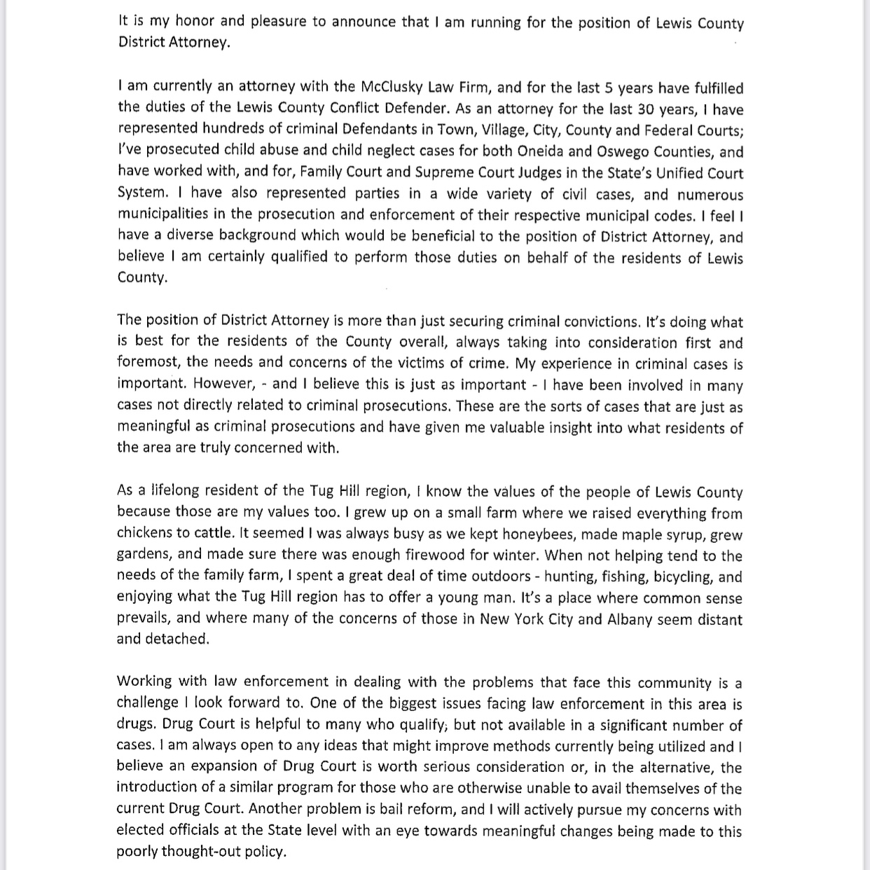 Jeff Tompkins Lewis County DA Candidate announcement 2023 1