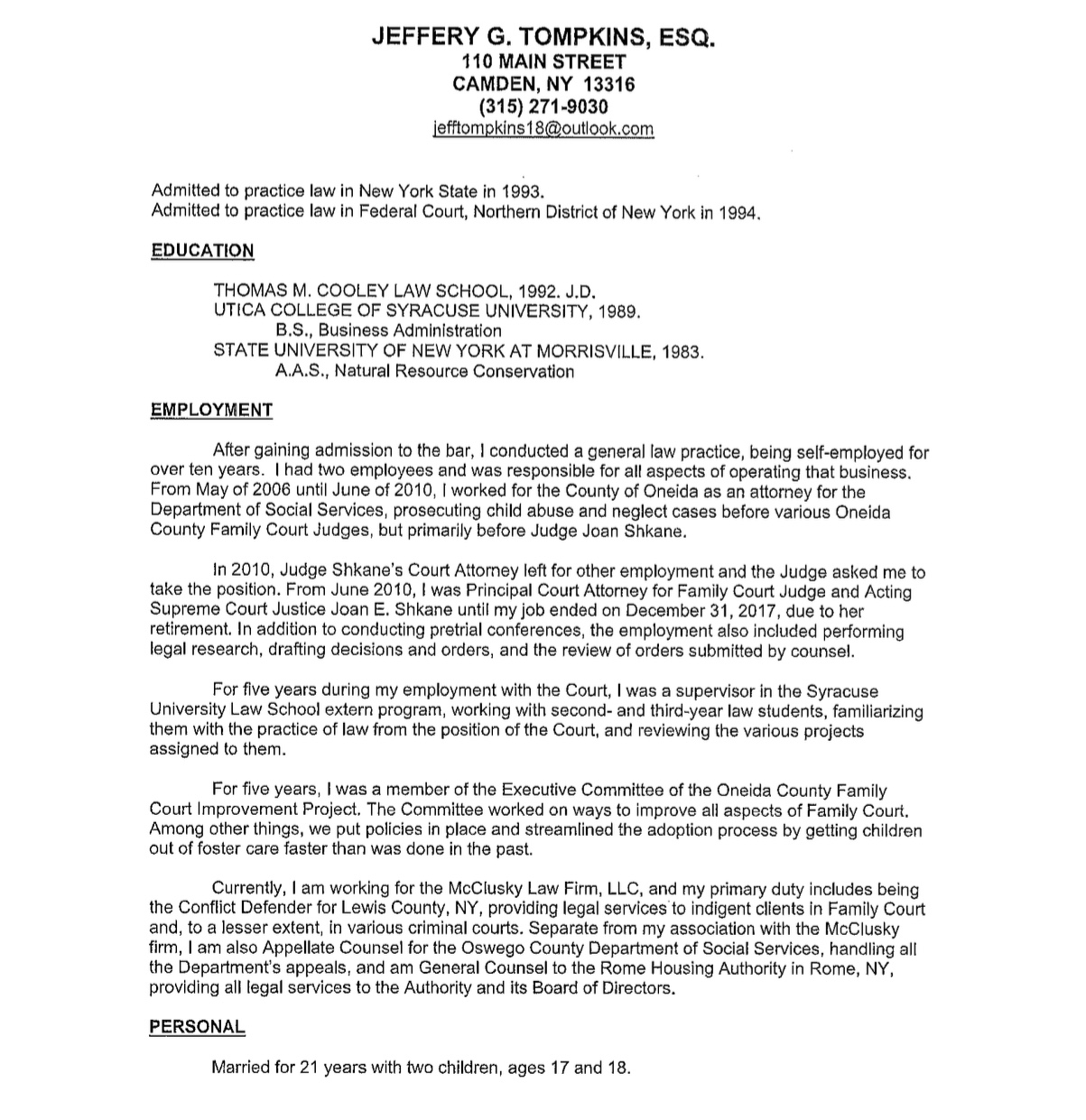 Jeff Tompkins Lewis County DA Candidate announcement 2023 3