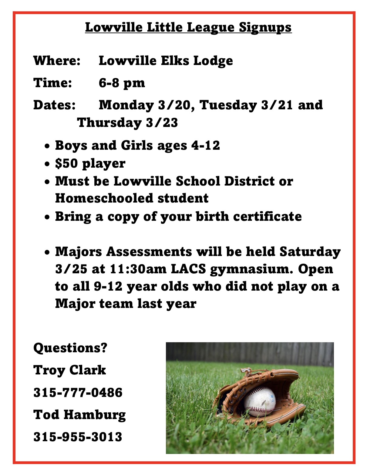 Lowville Little League Sign Ups 2023