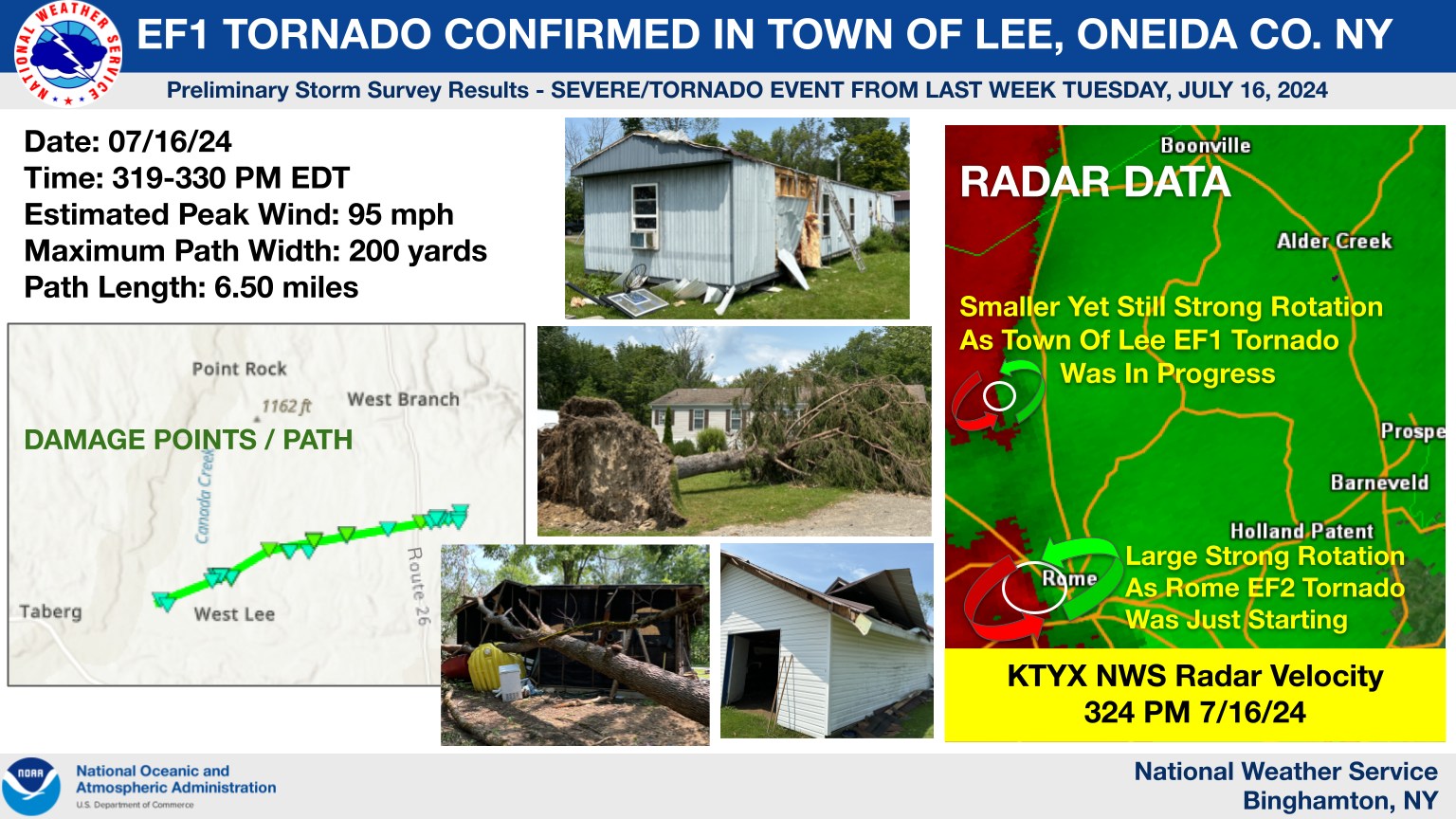 NWS EF1 Tornado Lee NY July 2024