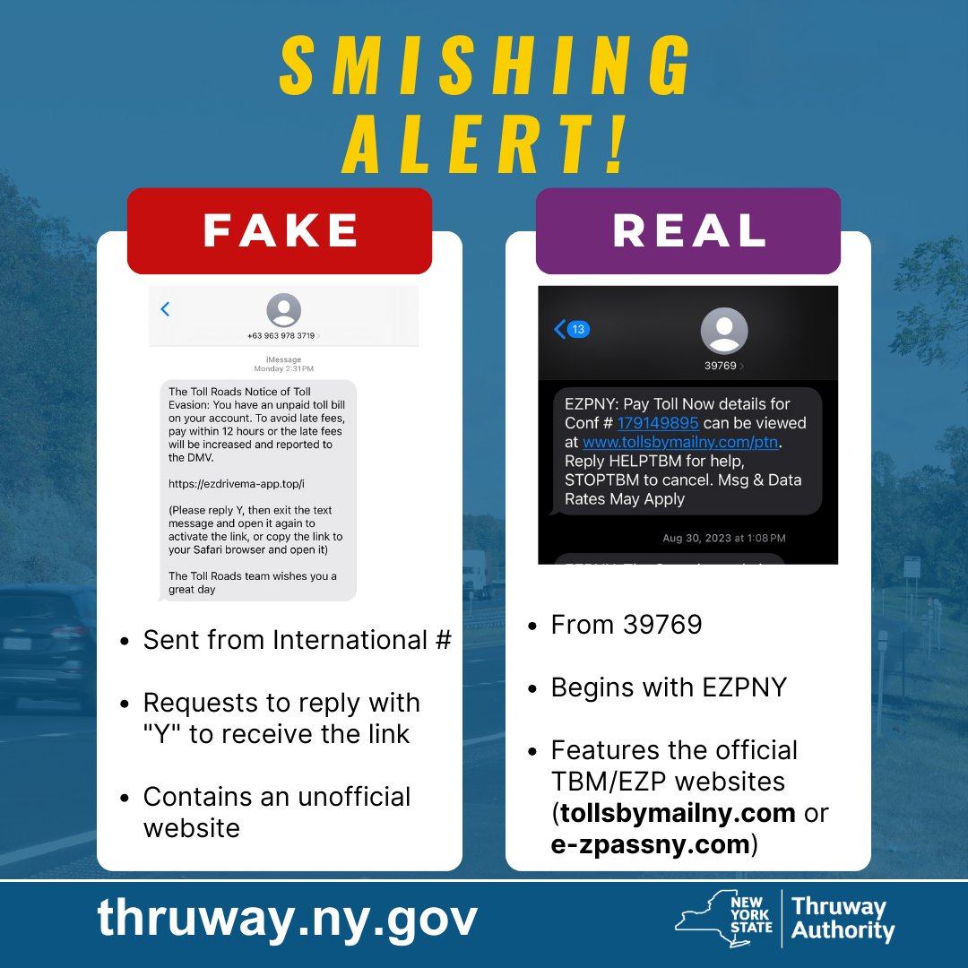 NYS Thruway Authority E Z Pass Scam February 2 2025