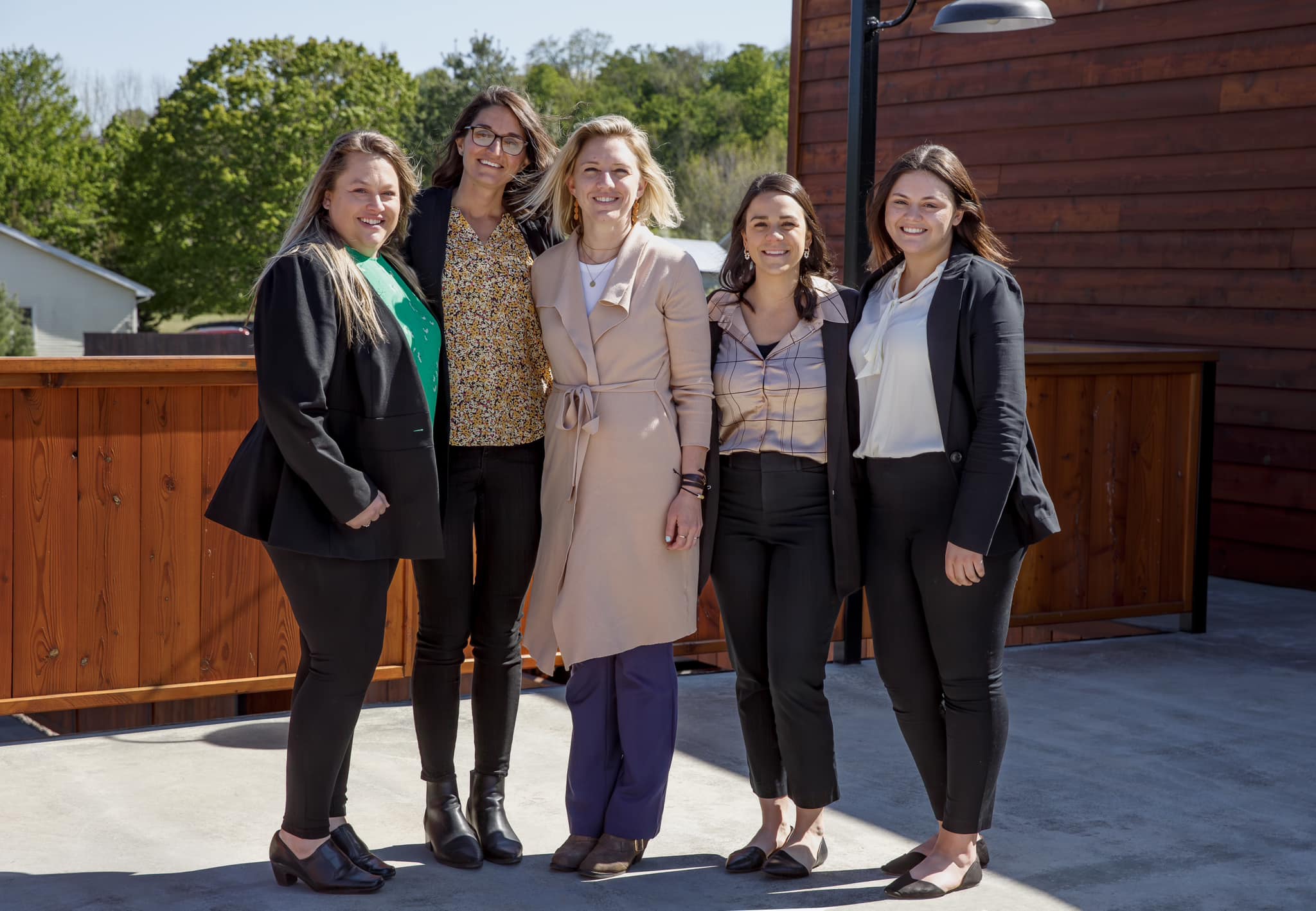 Naturally Lewis staff, from left, Kristen Aucter; Brittany Davis; Cheyenne Steria; Jenna Lauraine and Kaylee Tabolt at the Lewis County Economic Development Conference hosted by Naturally Lewis at 3 Willows Event Center in Lyons Falls, May 17, 2023. © Kara Dry Photography LLC