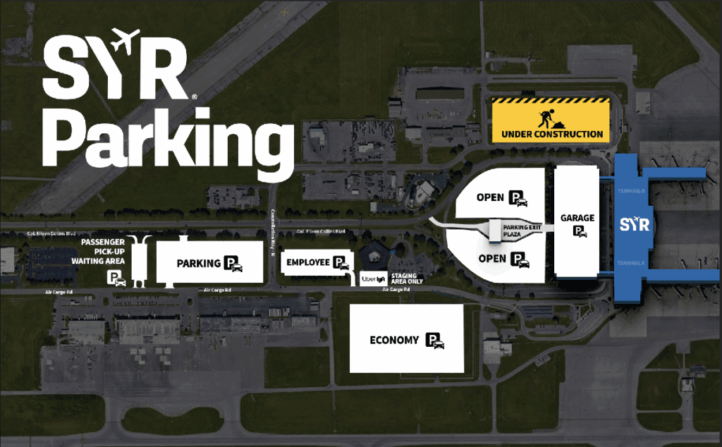 Syracuse Hancock Airport Parking Construction March 2026