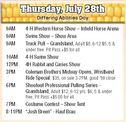 Thursday July 28 Boonville Oneida County Fair