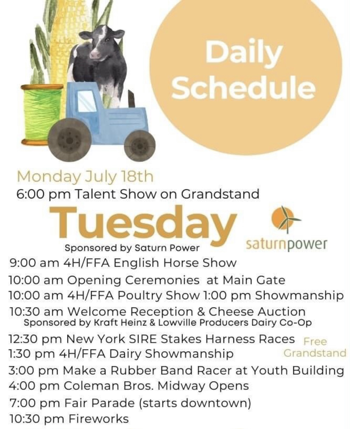 Tuesday July 19 Lewis County Fair Schedule