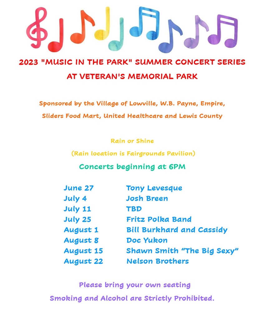 Tuesday Night Music Lowville Lineup 2023